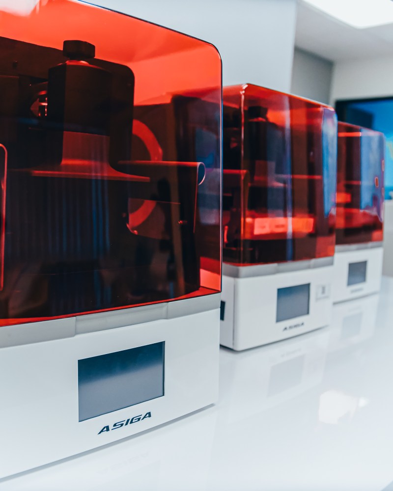 Resin 3D printer at work in the Integra Dental lab