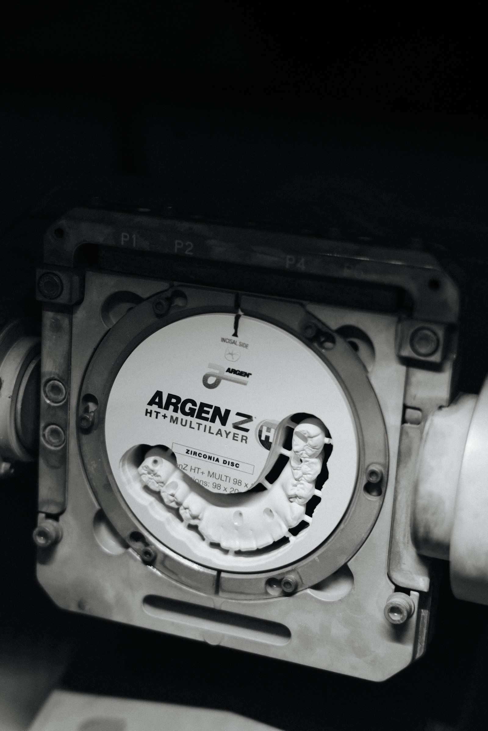 Zirconia disc mounted on the mill fixture plate