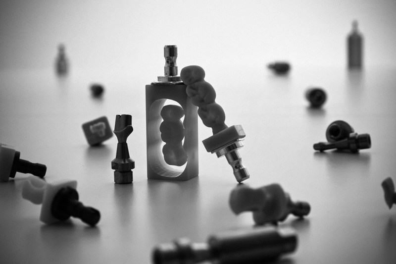 ARUM A3 benchtop mill in black and white, close detail of the housing