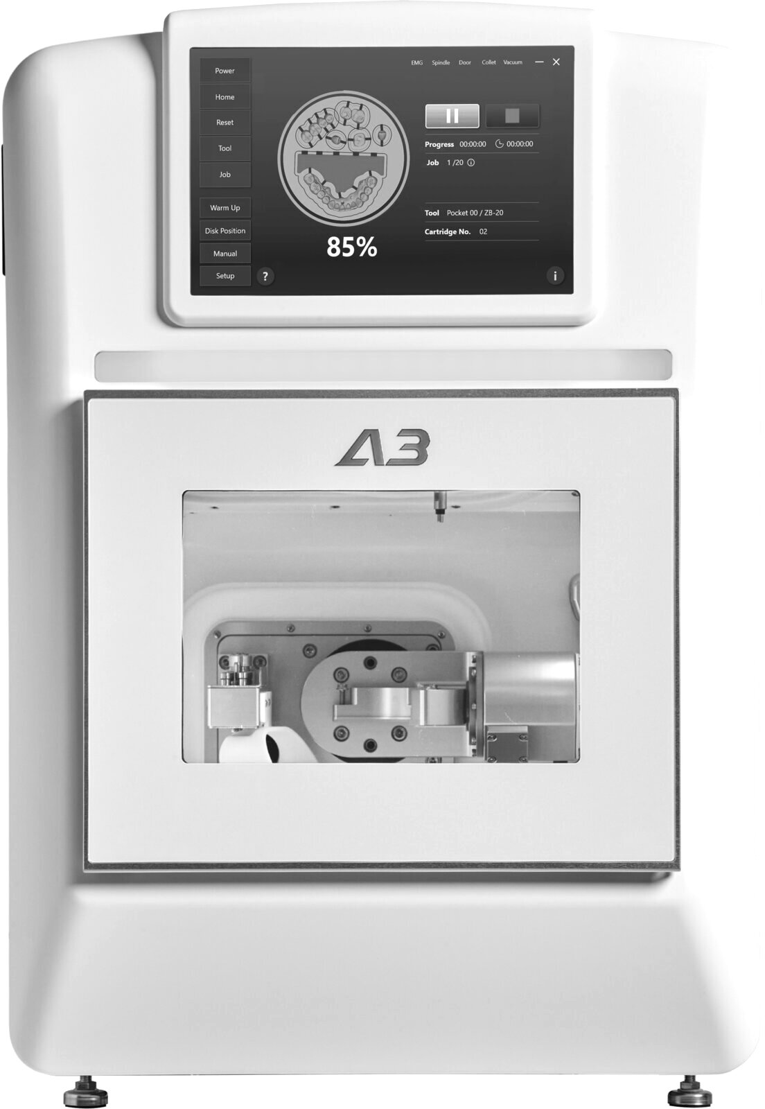 ARUM A3 benchtop mill, front view with the milling chamber door closed